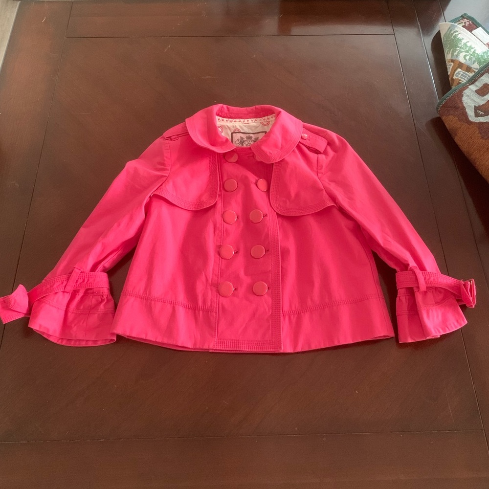Juicy Couture Pink 3/4 Sleeves Cropped Peacoat Jacket Coat